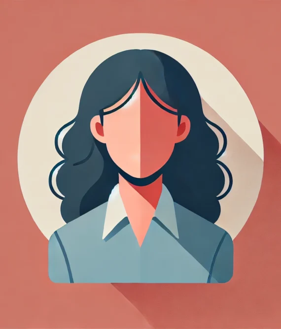 DALL·E 2025-11-11 14.30.38 - Flat vector style professional avatar, head and shoulders clearly visible and centered. Female character with medium skin tone and long curly dark bro